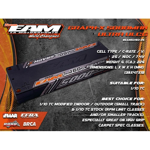 Team EAM Graph-X 5000mah Lipo 2S ULCG 160C