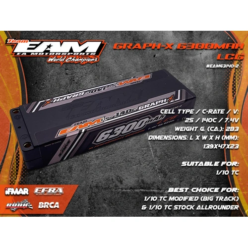 Team EAM Graph-X 6300MAH Lipo 2S LCG 140C