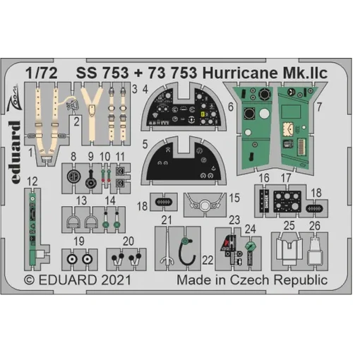 Eduard 73753 1/72 Hurricane Mk. IIc Photo etched parts