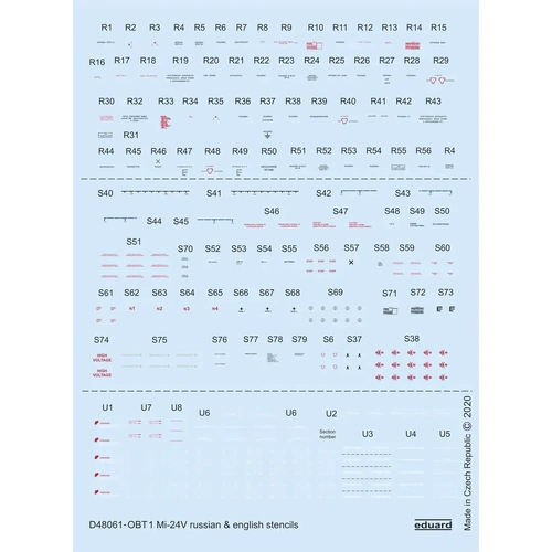 Eduard D48061 1/48 Mi-24V stencils Russian & English Decals