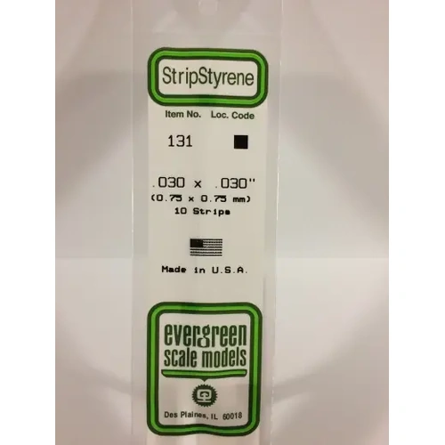 Evergreen 131 White Styrene Strip .030 X .030 (Pack Of 10)