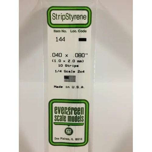 Evergreen 144 White Styrene Strip .040 X .080 (Pack Of 10)