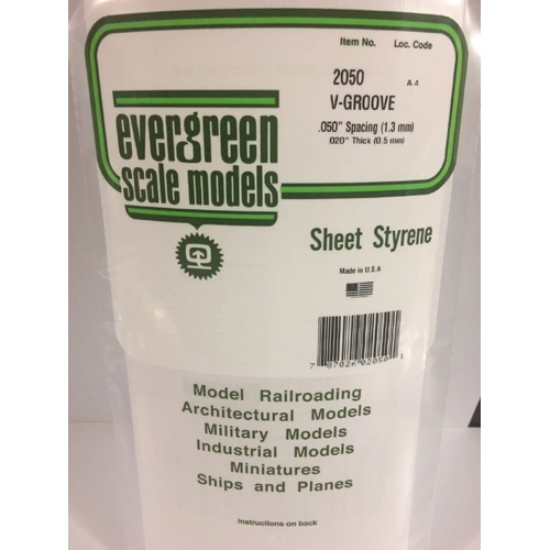 Evergreen 2050 .5Mm Thick 15 X 30Cm Siding Strips V-Groove .050 (Each)