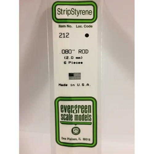 Evergreen 212 35Cm Plastic Rod .080 (Pack Of 6)