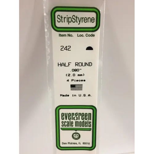 Evergreen 242 35Cm Plastic Half Round .080 (Pack Of 4)