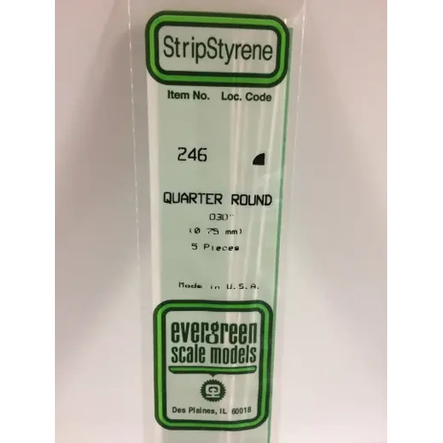Evergreen 246 35Cm Plastic Quarter Round .030 (Pack Of 5)