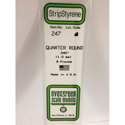 Evergreen 247 35Cm Plastic Quarter Round .040 (Pack Of 5)