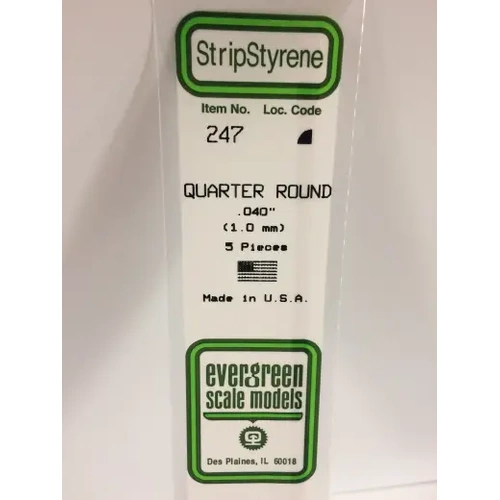 Evergreen 247 35Cm Plastic Quarter Round .040 (Pack Of 5)