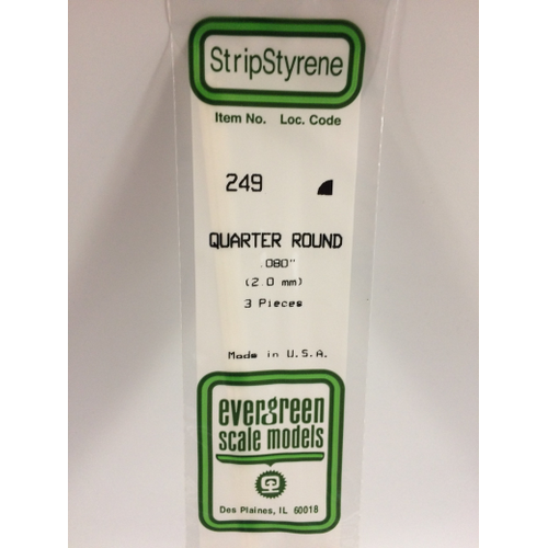 Evergreen 249 35Cm Plastic Quarter Round .080 (Pack Of 3)