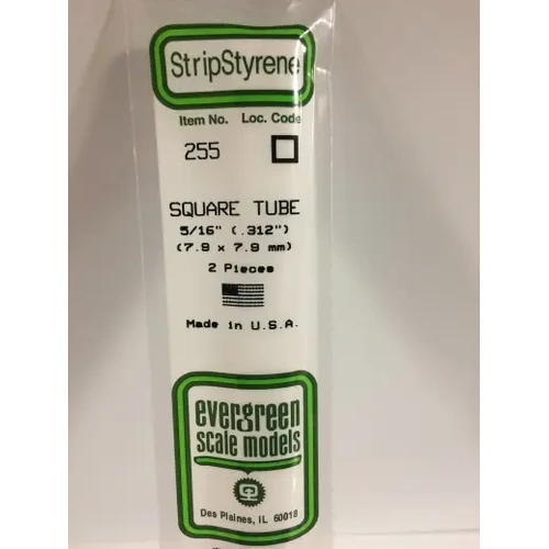 Evergreen 255 35Cm Plastic Square Tubing .312 (Pack Of 2)
