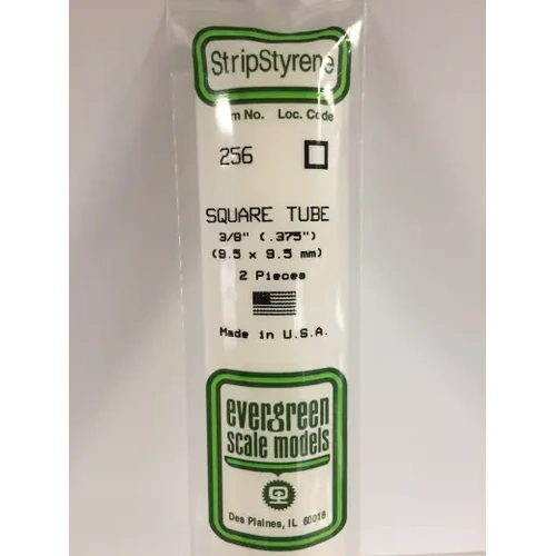 Evergreen 256 35Cm Plastic Square Tubing .375 (Pack Of 2)