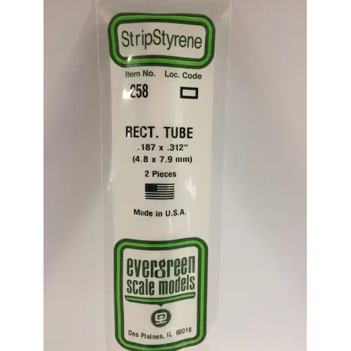 Evergreen 258 35Cm Plastic Rectangular Tubing .187 (Pack Of 2)