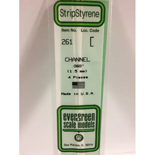 Evergreen 261 35Cm Plastic Channel .060 (Pack Of 4)