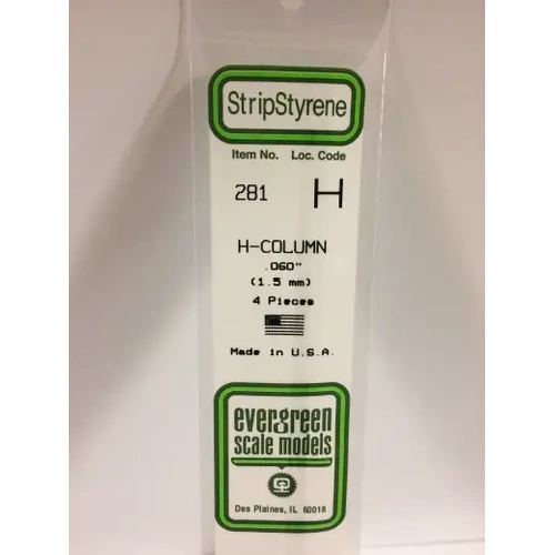 Evergreen 281 35Cm Plastic H-Column .060 (Pack Of 4)