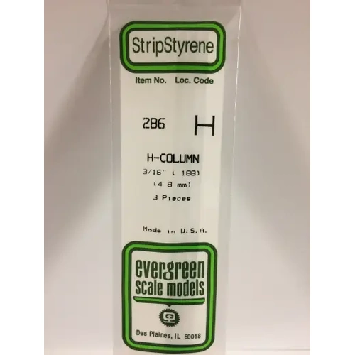 Evergreen 286 35Cm Plastic H-Column .188 (Pack Of 3)