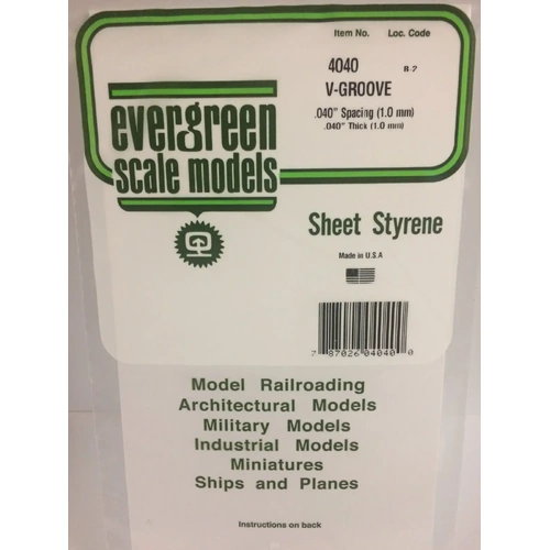 Evergreen 4040 1Mm Thick 15 X 30Cm Siding Sheets V-Groove .040 (Each)