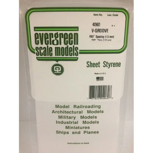 Evergreen 4060 1Mm Thick 15 X 30Cm Siding Sheets V-Groove .060 Sp (Eac