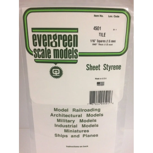 Evergreen 4501 1Mm Thick Square Tile 1/16 X 1/16 (Each)