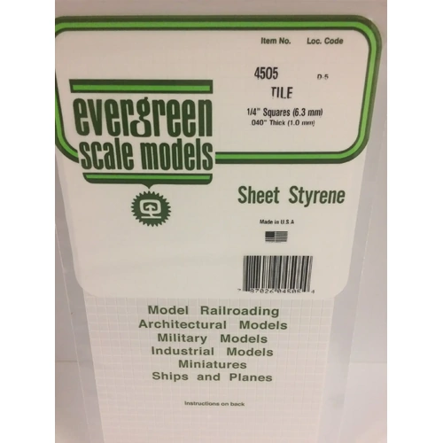 Evergreen 4505 1Mm Thick Square Tile 1/4 X 1/4 (Each)