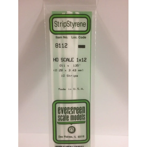 Evergreen 8112 35Cm Ho-Scale Strips 1 X12 (Pack Of 10)