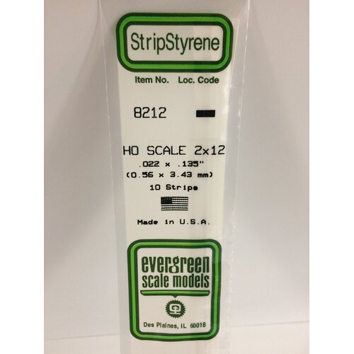 Evergreen 8212 35Cm Ho-Scale Strips 2 X 2 (Pack Of 10)