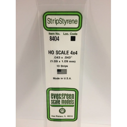 Evergreen 8404 35Cm Ho-Scale Strips 4 X 4 (Pack Of 10)