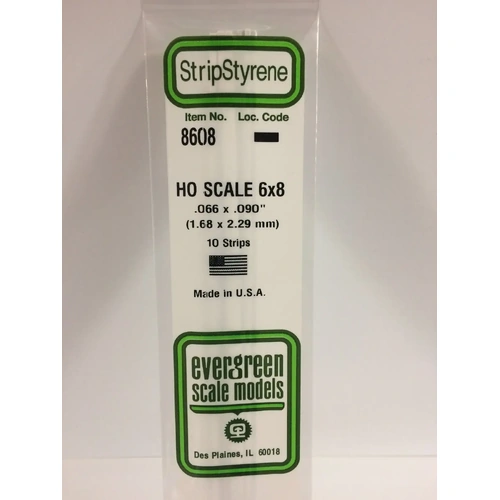 Evergreen 8608 35Cm Ho-Scale Strips 6 X 8 (Pack Of 10)