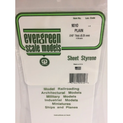 Evergreen 9010 15 X 30Cm Sheet .010 (Pack Of 4)