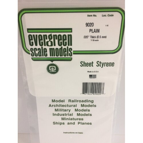 Evergreen 9020 15 X 30Cm Sheet .020 (Pack Of 3)