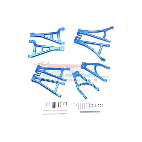 GPM Blue Aluminium Complete Front, Rear, Upper & Lower Suspension Arm Set w/ Hardware