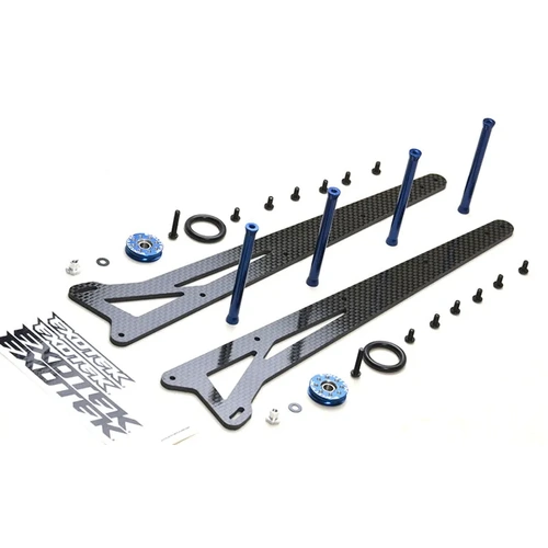 EXOTEK 1980 CARBON FIBER WHEELIE LADDER BAR SET W/2 WHEELS TRAXXAS SLASH 2WD