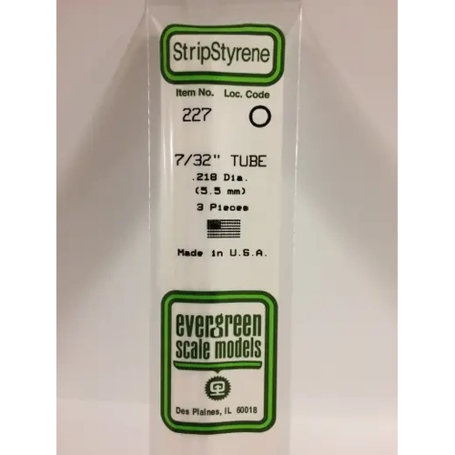 Evergreen 227 White Polystyrene Tube 0.219 x 14" / 5.6mm x 36cm (3)
