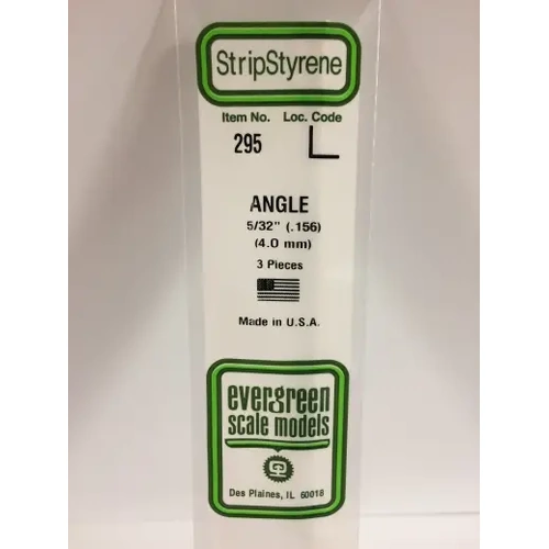 Evergreen 295 White Polystyrene Angle 0.156 x 14" / 4mm x 36cm (3)