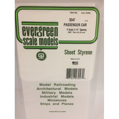 Evergreen 3047 White Polystyrene O-Scale Siding 0.020 x 6 x 12" / 0.51mm x 15cm x 30cm (1)