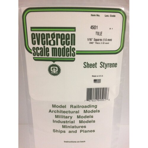 Evergreen 4501 White Polystyrene Square Tile 0.063 x 6 x 12" / 1.6mm x 15cm x 30cm (1)