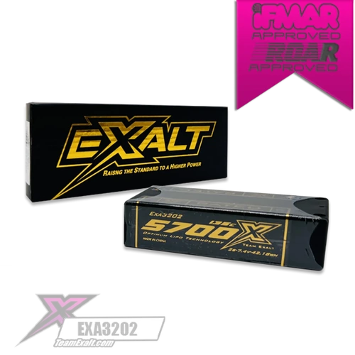 Exalt X-Rated 2S 135C Hardcase Shorty Lipo Battery (7.4V/5700mAh) w/5mm Bullets (EXA3202)