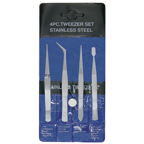 EXCEL 30416 EXCEL 6 INCH STAINLESS STEEL TWEEZER SET (4 PCS)