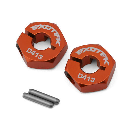 Exotek D4 Evo3 12mm Aluminum Rear Clamping Hex (Orange) (2)