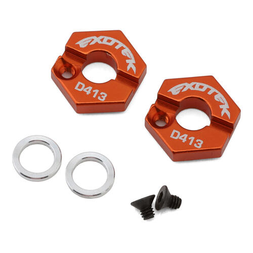 Exotek D4 Evo3 12mm Aluminum Front Locking Hex (Orange) (2)