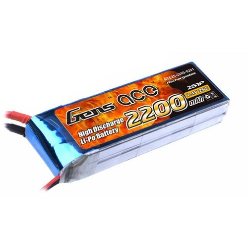 Gens Ace 2200mAh 25C 7.4V Soft Case Battery (Deans Plug)