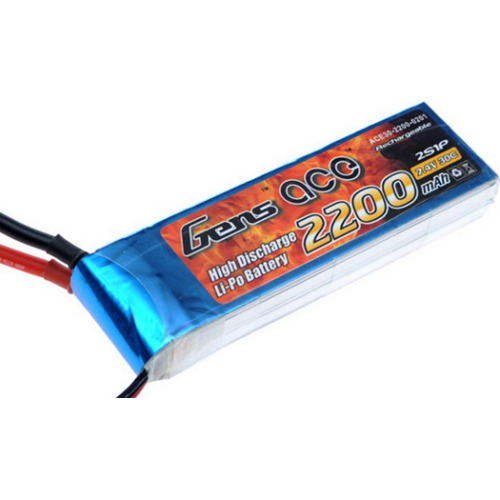 Gens Ace 2200mAh 30C 7.4V Soft Case Lipo Battery (Deans Plug)