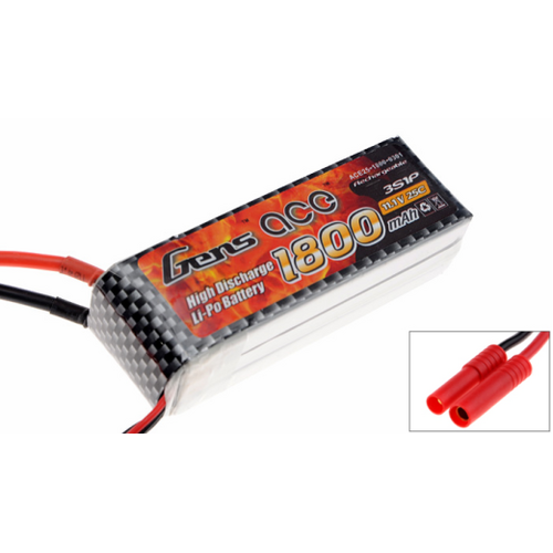 Gens Ace 1800mAh 25C 11.1V Soft Case Battery (Deans Plug)