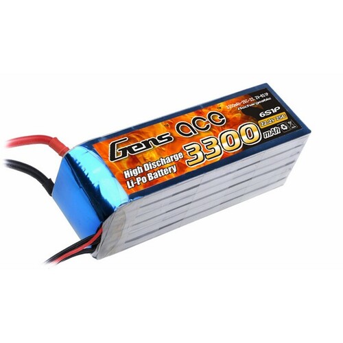 Gens Ace 3300mAh 25C 22.2V Soft Case Lipo Battery (EC5 Plug)