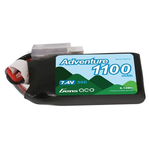 Gens Ace G-Tech 2S Adventure 1100mAh 35C 7.4V Soft Pack Lipo Battery (JST-PHR)