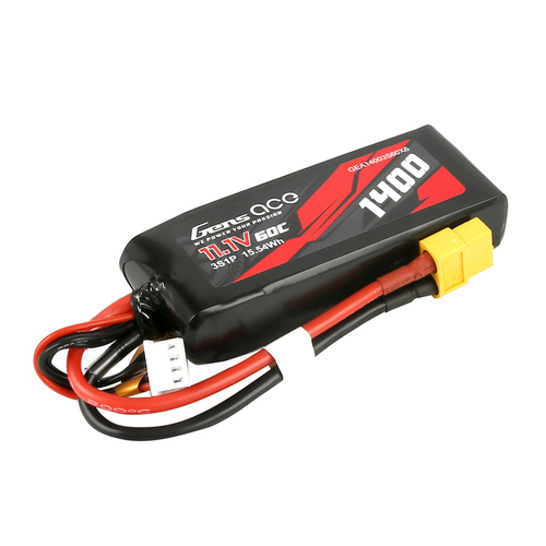Gens Ace 3S 1400mAh 11.1V 60C Soft Case Lipo Battery (XT60) - GEA14003S60X6