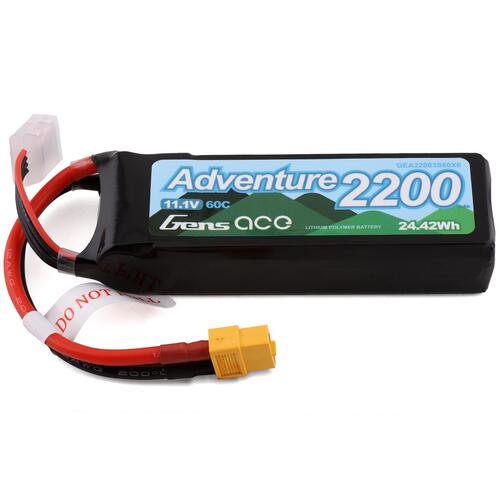 Gens Ace 3S Adventure 2200mAh 11.1V 60C Soft Case LiPo Battery (XT60) - GEA22003S60X6