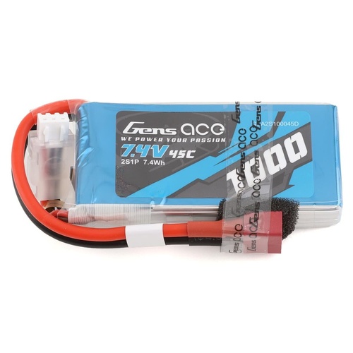 Gens Ace 2S 1000mAh 7.4V 45C Soft Case LiPo Battery (Deans) - GEA2S100045D
