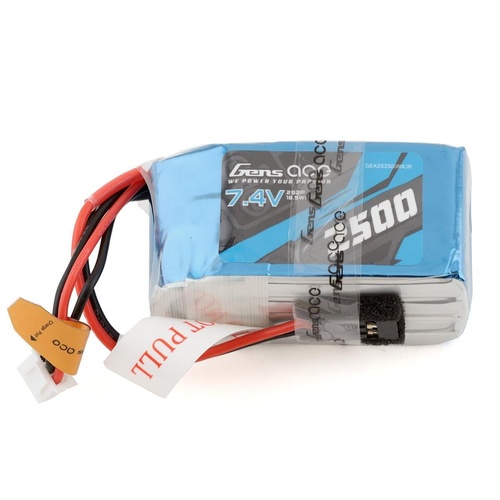Gens Ace 2S 2500mAh 7.4V RX Soft Case Lipo Battery (JR) - GEA2S2500RXJR