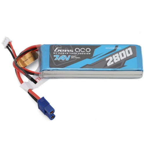 Gens Ace 2S 2800mAh 7.4V RX Soft Pack Lipo Battery (EC3)
