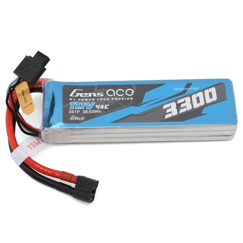 Gens Ace G-Tech 3S 3300mAh 45C 11.1V Soft Pack Lipo Battery (1TO3)